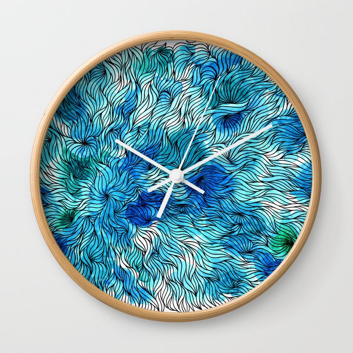 Blue watercolor seaweed design Wall Clock