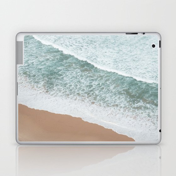 Blue Surf Waves in Portugal Travel Photo | Coastal Beach Photography in Europe Art Print Laptop & iPad Skin