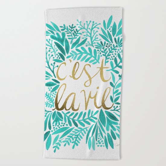 That's Life – Turquoise & Gold Beach Towel