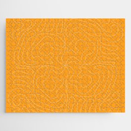 Mid Century Modern Styled Curvy Lines Pattern - Mellow Apricot and Bright Yellow Jigsaw Puzzle