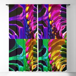 African violets in red, purple, green & orange-yellow floral African American masterpiece portrait collage still life painting for home and wall decor Blackout Curtain