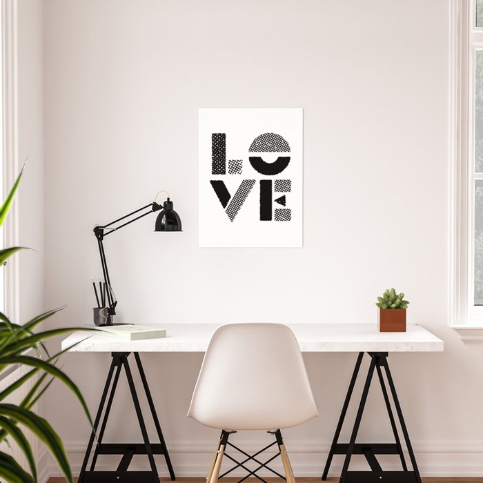 Love Black White Contemporary Minimalist Vintage Typography Poster