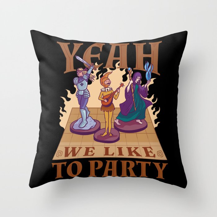 Fantasy Tabletop RPG Party Throw Pillow