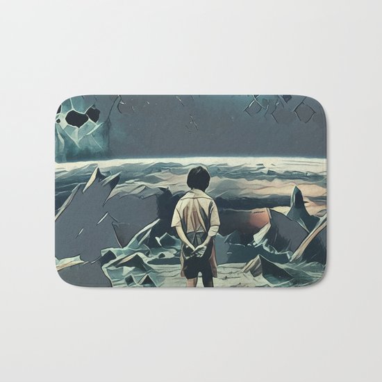 Lonely boy in cosmos Bath Mat