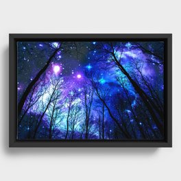 black trees purple blue space copyright protected Framed Canvas