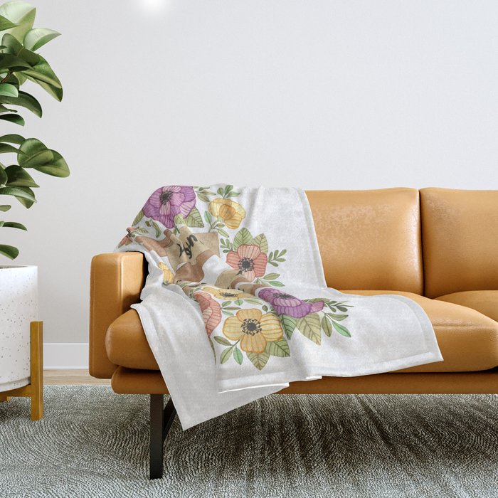 Bloom Where you Are Planted Watercolor Throw Blanket