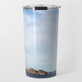 Mexico Photography - An Orange Cliff By The Blue Ocean Travel Mug