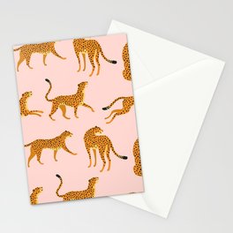 Leopard jaguar pink memphis pattern Stationery Card