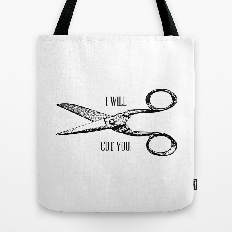 Funny Barber Hair Stylist I Will Cut You Tote Bag By Passionloft Funny Barber Hair Stylist I Will Cut