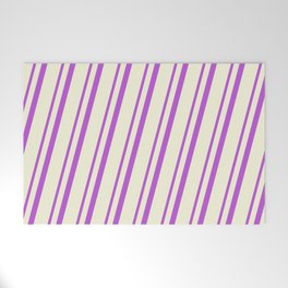 [ Thumbnail: Orchid and Beige Colored Stripes Pattern Welcome Mat ]