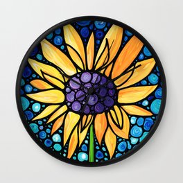 Standing Tall - Sunflower Art By Sharon Cummings Wall Clock