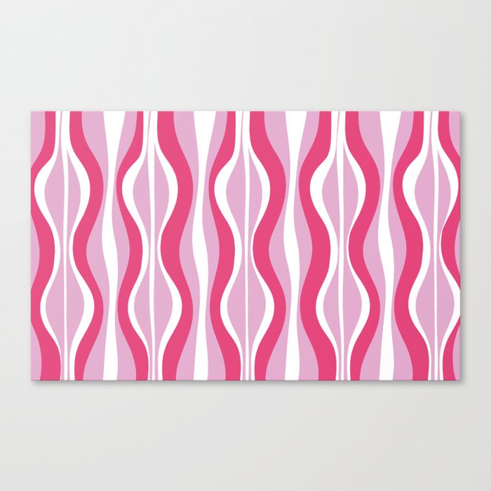 Hourglass Abstract Retro Mod Wavy Pattern in Hot Pink Canvas Print