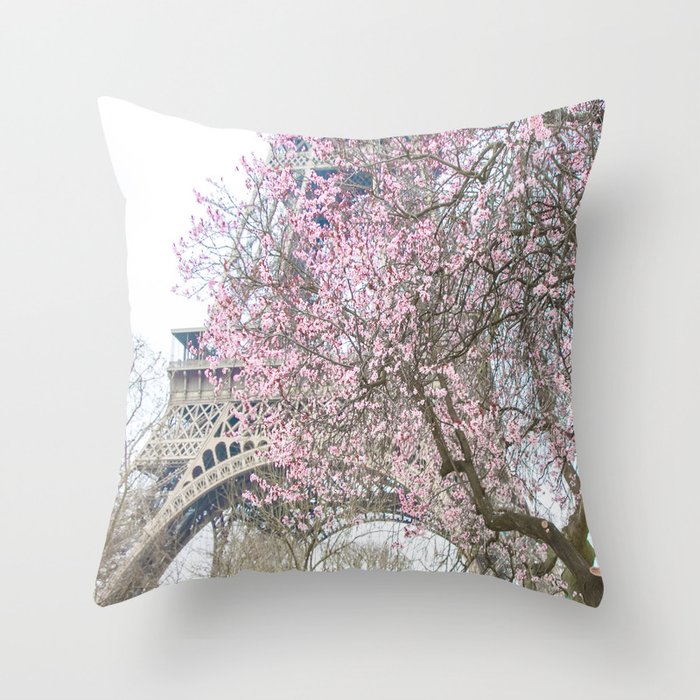 Paris in Springtime with the Eiffel Tower Throw Pillow