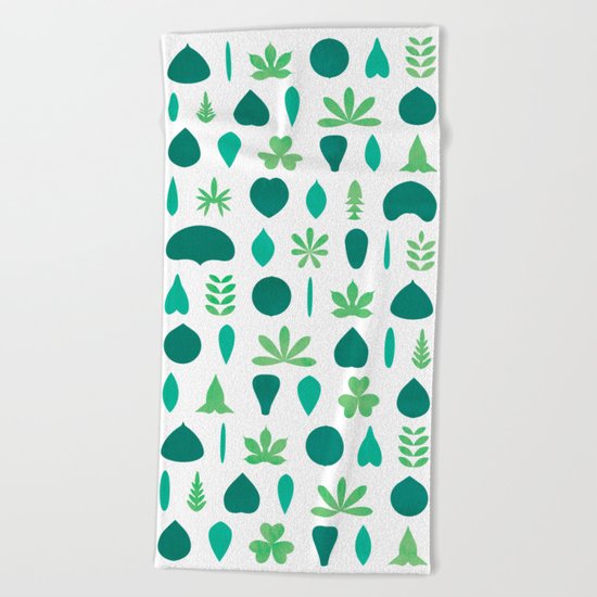 Leaf Shapes and Arrangements Pattern Bright Beach Towel