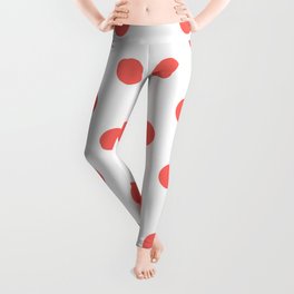 Polka Dots - Pastel Red on White Leggings