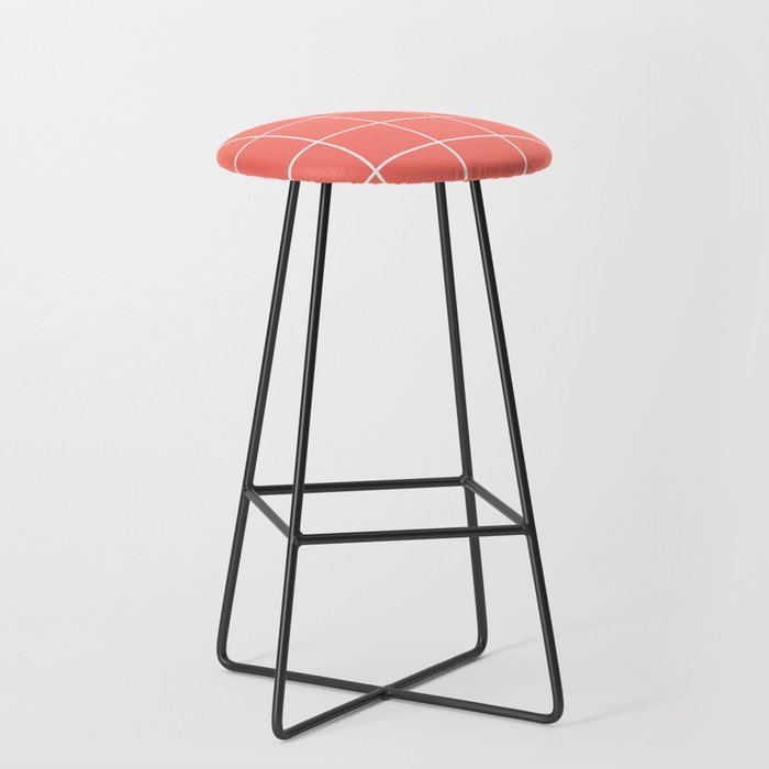 Coral pink aesthetic background grid pattern Bar Stool by ARTbyJWP