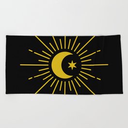 Minimalist Moon (gold/black) Beach Towel
