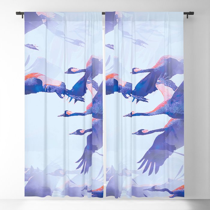 Beautiful Cranes in The Blue Sky #decor #society6 #buyart Blackout Curtain