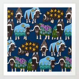 Alaskan musk ox blue Art Print