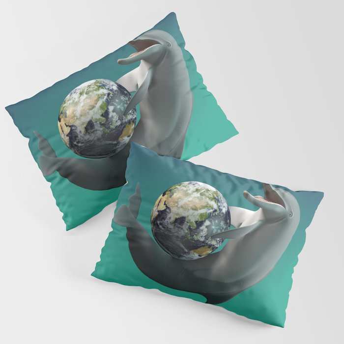 The Dolphin with the planet Earth Pillow Sham