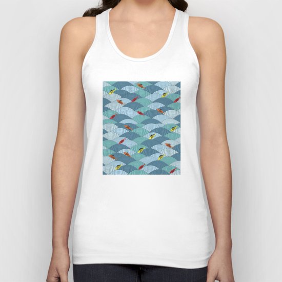 wave and fish Unisex Tank Top
