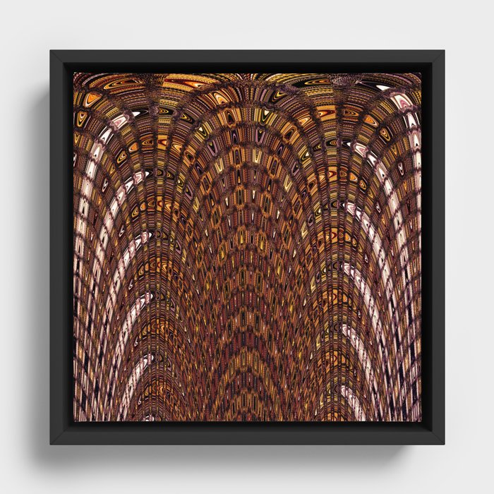Shades Of Brown Check Pattern Framed Canvas