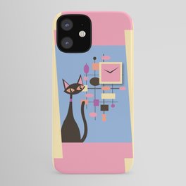 Tardy Retro Cat Pastel iPhone Case | Colorfulcatdesign, Tardy, Cutecat, Midcenturycat, Pastel, Mod, Pink, Blue, Retro, Mcm 