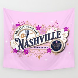 Retro Nashville Pink Wall Tapestry