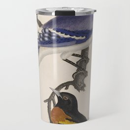 Blue jay, goldfinch, and Baltimore oriole - American ornithology - ALexander Wilson - 1829 Travel Mug