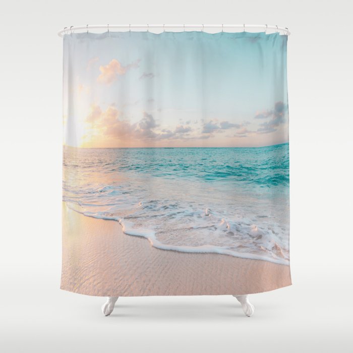 Beautiful tropical turquoise sandy beach photo Shower Curtain