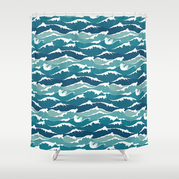 Cat waves pattern Shower Curtain
