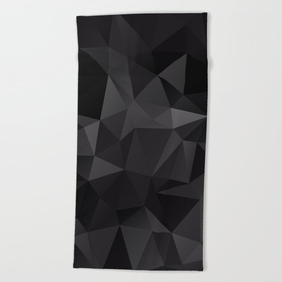 Abstract of triangles polygo in black colors Beach Towel