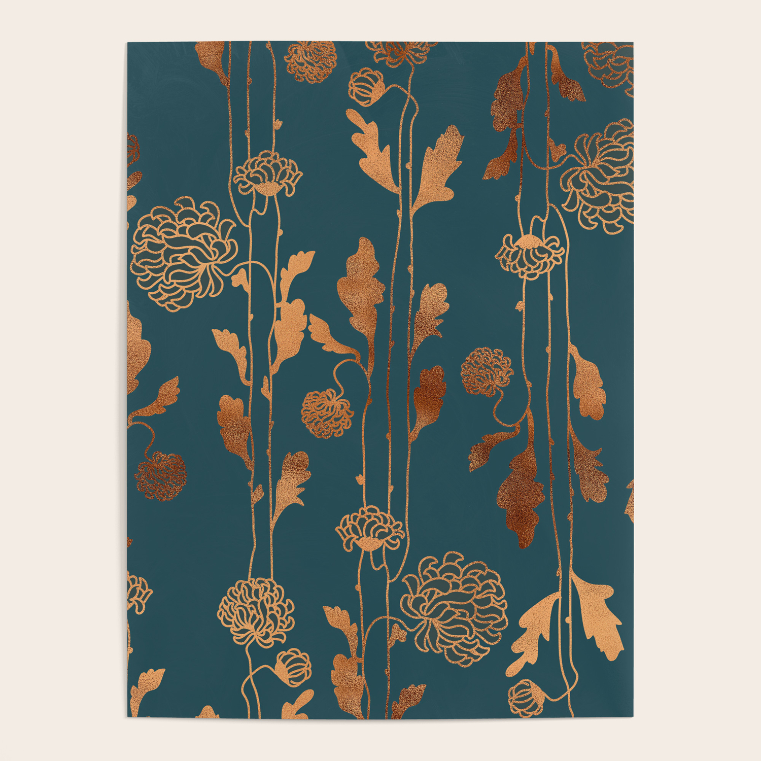 Art Deco Copper Flowers Poster By Betterhome Society6