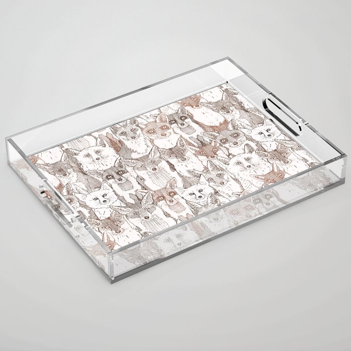 just foxes browns soft white Acrylic Tray