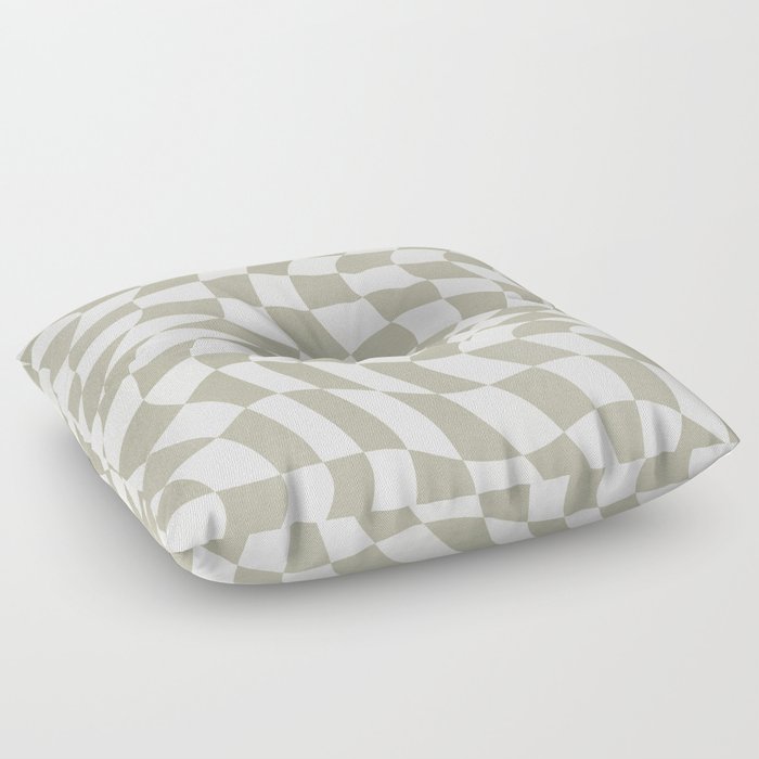 Warp wavy checked with olive green Floor Pillow