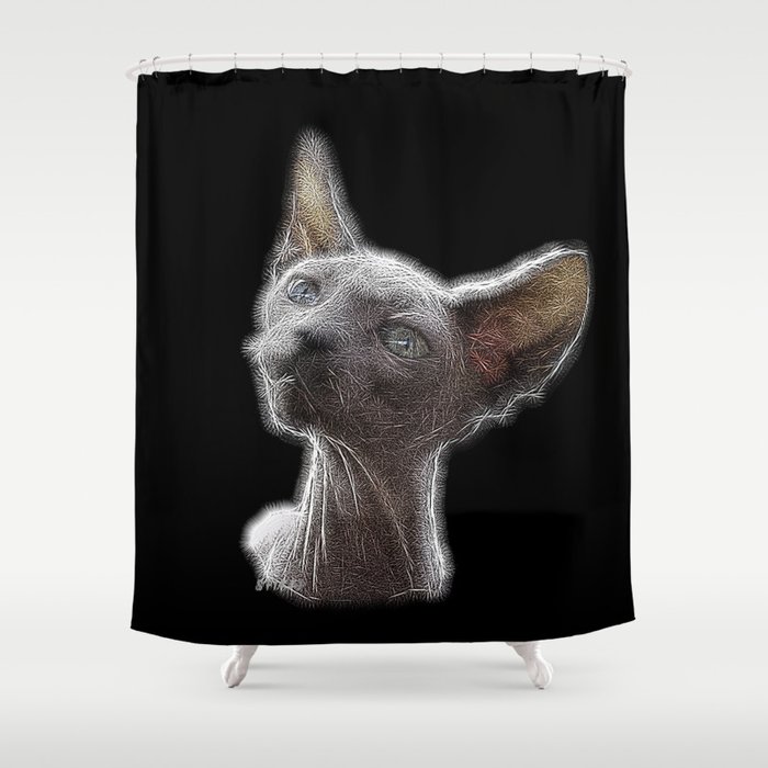 Spiked Sphynx Cat Shower Curtain
