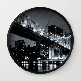 New York Night Black & White Wall Clock | 2Sweet4Wordsdesigns, Chic, Nightscape, Black And White, Newyorkcity, Homedecor, Wallart, Pop Art, Architecture, Digital 