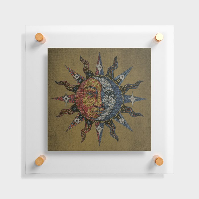 Vintage Celestial Mosaic Sun & Moon Floating Acrylic Print