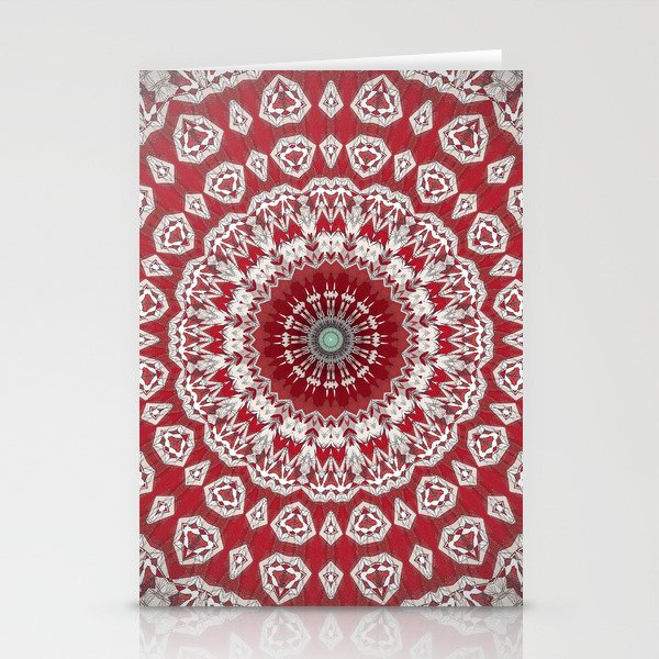 Red White Bohemian Mandala Design Stationery Cards