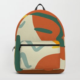  Orange Green And Yellow Portrait Abstract Face, Leaf And Star. Backpack