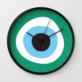 Emerald Dark Green Evil Eye Symbol Wall Clock