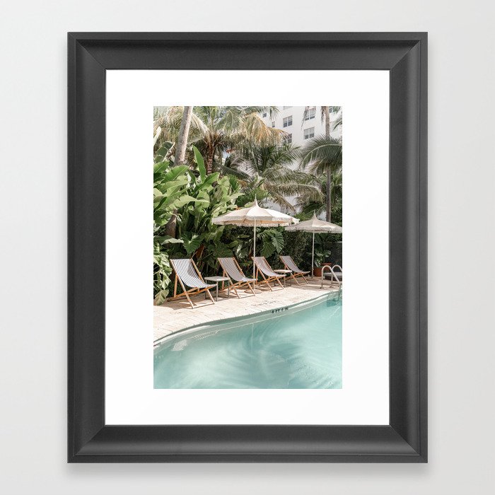 Miami Beach, Florida, Poolside Palm Trees Framed Art Print