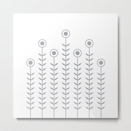 Minimalist Flowers (Dove Grey on White) Metal Print | Digital, White, Nature, Minimalist, Pattern, Floral, Scandinavian, Flowers, Graphicdesign, Scandi 