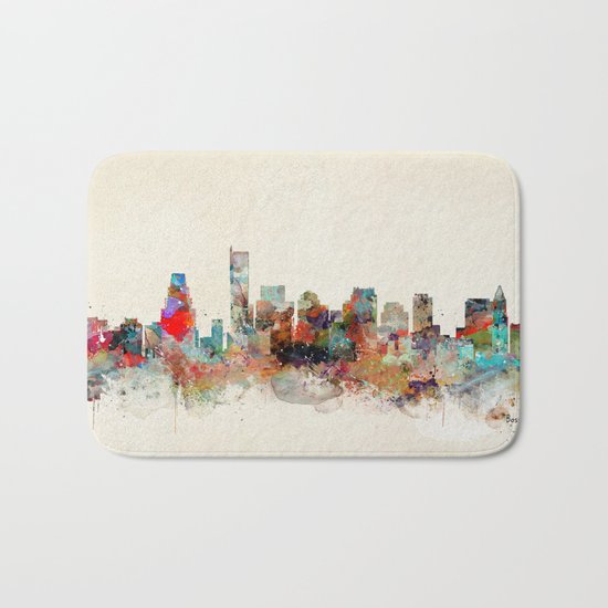 boston city skyline Bath Mat