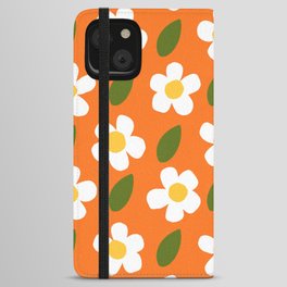 Little White Daisy Flowers Modern Floral Orange iPhone Wallet Case