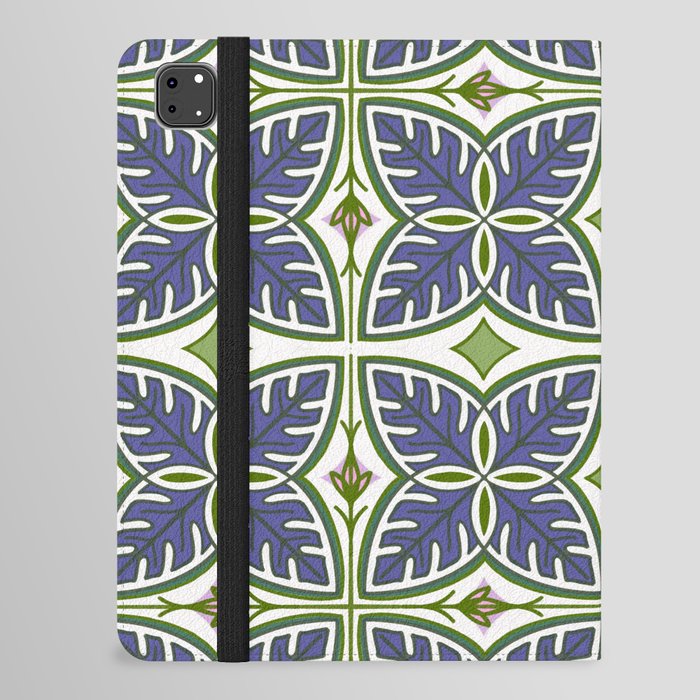 Tropical Leaves Retro Modern Periwinkle  iPad Folio Case