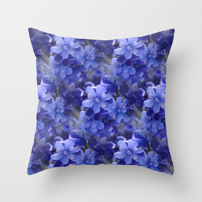 Blue Flowers Throw Pillow