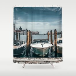 Venice Italy with boats surrounded by beautiful architecture along the grand canal Shower Curtain