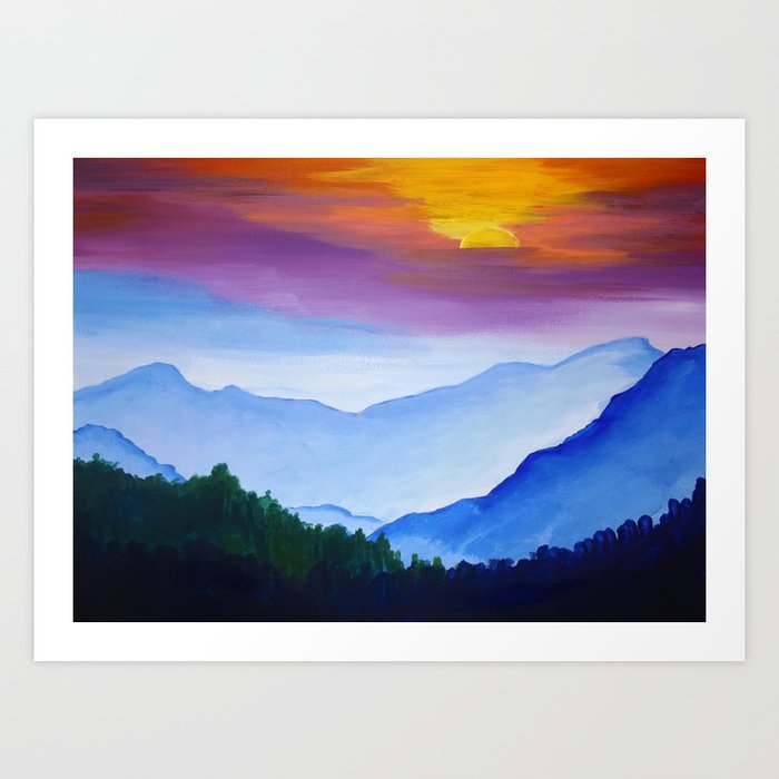 Smokey Mountain Sunset Art Print By Pam36206 Society6