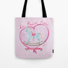 Blue horse in pink heart Tote Bag